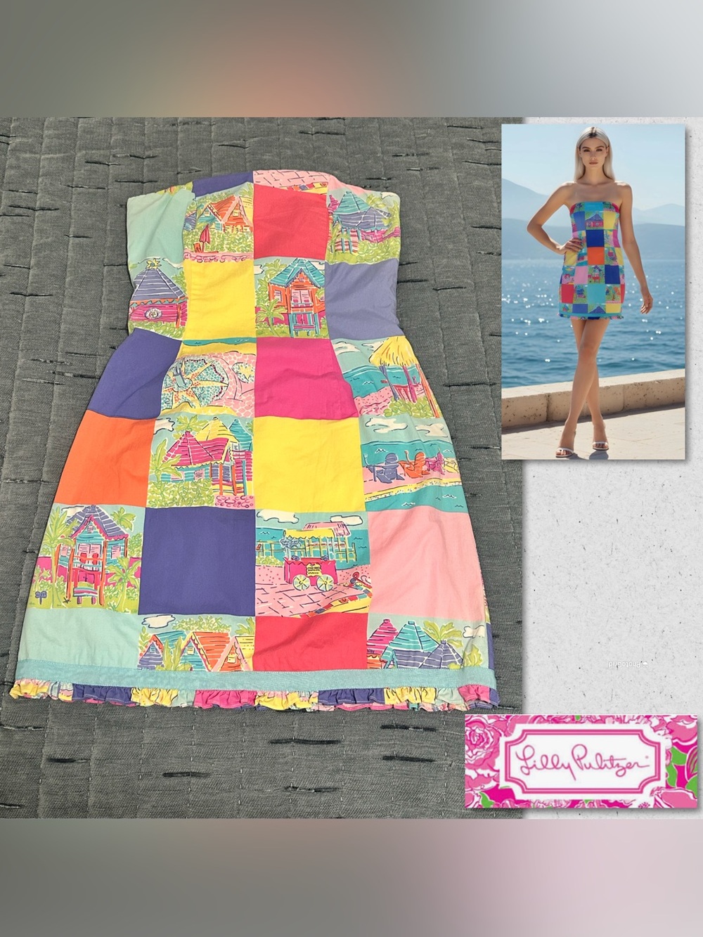 Lilly Pulitzer Beach Patchwork Strapless Dress - Vintage (white tag)